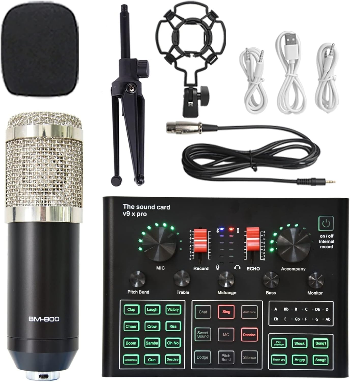 Audio Mixer Podcast Equipment Bundle Sound Card Live Broadcast Dedicated Full Set Of V8 Live Broadcast Set BM800 Microphone Professional sound card precise