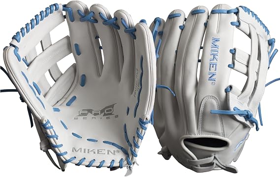 Miken Pro Series Slowpitch Softball Glove, 13 inch, White/Red