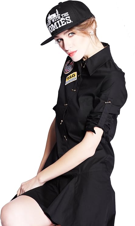 Embroidered Logo Flat Bill Black Snapback Cap
