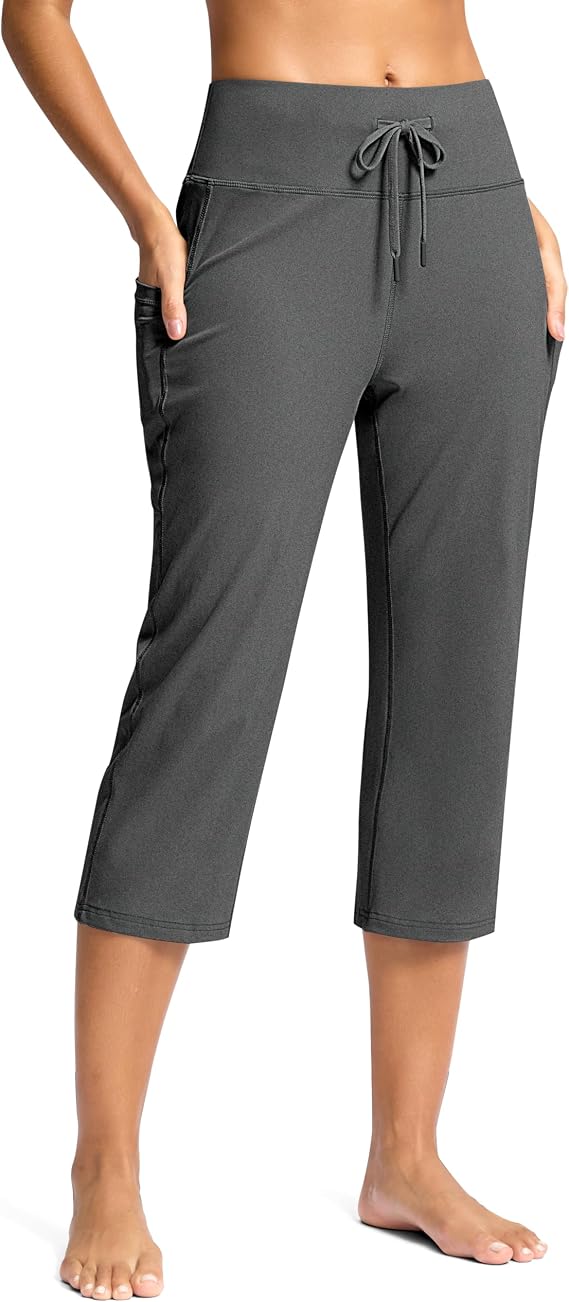 G Gradual Yoga Capri Pants for Women with Pockets High Waist Capris Leggings Tummy Control Straight Workout Summer Crop Pants