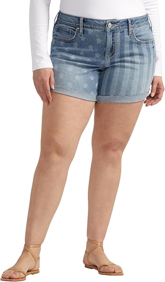 Silver Jeans Co. Women's Plus Size Boyfriend Mid Rise Short