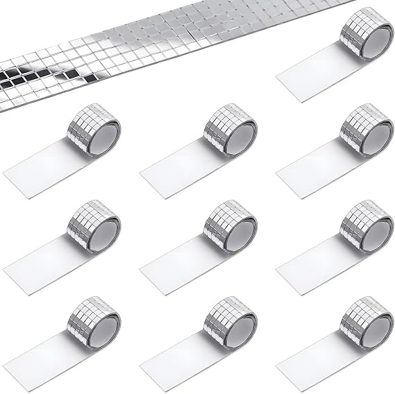 3000 Pieces Self-Adhesive Mirrors Mosaic Tiles, Glass Mirror Wall Sticker, Square Glass Mosaic Stickers Mini Mirror Stickers for DIY Disco Party DIY Decor (5 x 5 mm, Silver)