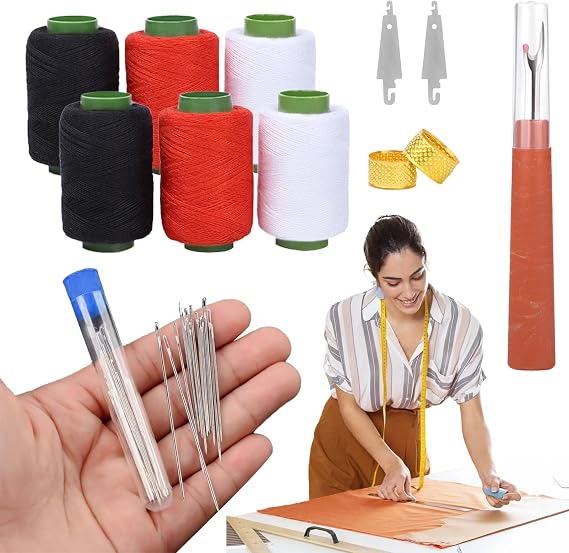 37Pcs Sewing Tool Set, Sewing Kit for Adults, Needle and Thread Kit with Steel Needles, Thread Ripper, Threaders, Thimbles, Assorted Color Threads, Portable DIY Hand Made Craft Set for Beginners