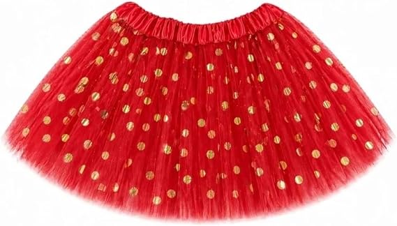 Hair Bow Company Adult & Plus Size Gold Polka Dot Tutu Skirt 3-Layer Tulle Skirt w/Stretch Satin-Lined Elastic Waistband
