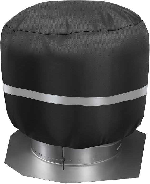 Turbine Vent Cover Outdoor Roof Ventilator Cover Heavy Duty Waterproof Turbine Ventilator Protector Cover Black 20D x 20H (1 Pack)