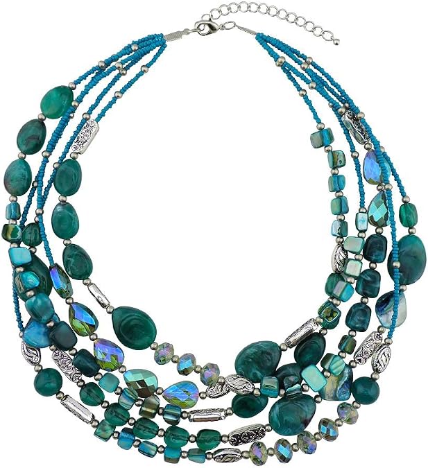 Bocar Multi Layer 5 Strand Statement Collar Beaded Necklace for Women Gift(NK-10376)