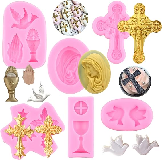 ZiXiang Cross Silicone Mold Communion Chalice Dove Fondant Molds Set Of 6