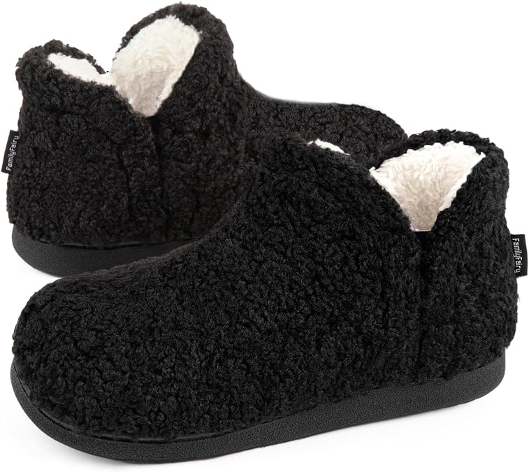 FamilyFairy Women's Bootie Slippers Warm House Shoes Indoor Fuzzy Boots
