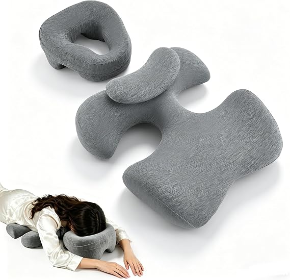 Breast Pillow and Face Down Pillow for Massage, Prone Massage Pillows, Breast Support Bolster for Sleeping, Non-Slip Bottom, Memory Foam Head Chest Cushion for Women Beauty Salon, SPA, Home