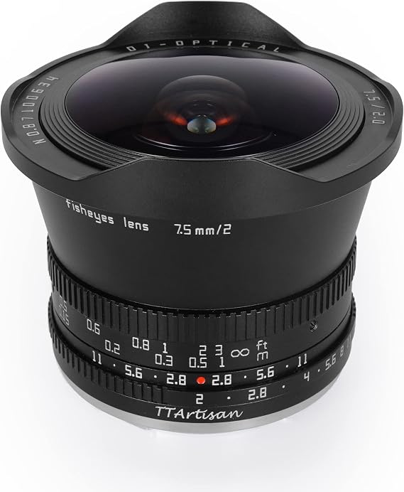 TTArtisan 7.5mm F2.0 APS-C Large Aperture Cameras Lens Fisheye Lens | Compatible with Sony E Mount Camera A5000, A5100, A6000,A6100, A6300,A6400, A6500, A6600, NEX-3,NEX-3N, NEX-3R