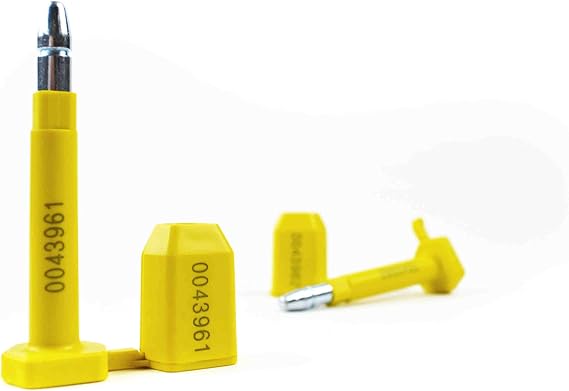 Sandax 10 Container Seal Set Security Seals Container Seal in Accordance with ISO/PAS 17712:2013 High Security Seal HSS I High-Quality Seal Containers Numbered Yellow Container Bolts Seal Seal