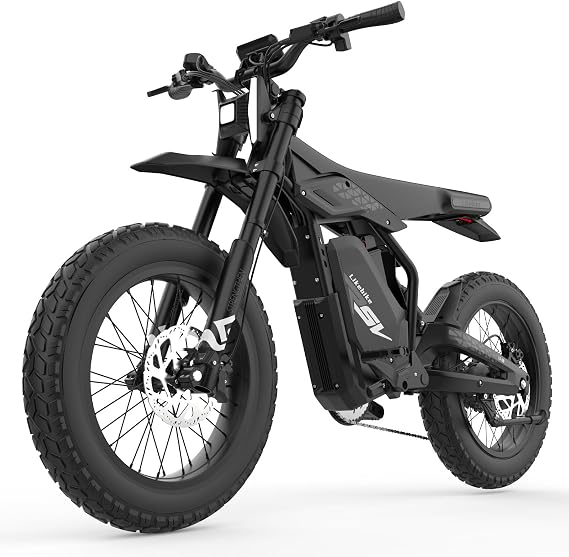 Likebike Electric Bike for Adults, 3000W Peak Motor, 60V 27AH Large Battery, NFC Unlock, Electric Mountain Bike, 20" Fat Tire Electric Dirt Bike, All-Terrain Ebike, Dual Suspension & 7-Speed