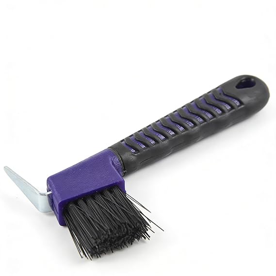 2-in-1 Hoof Pick for Horses with Soft Grip Rubber Handle(Purple) | Horse Hoof Pick with Brush, Hoof Pick for Horses with Soft Grip Rubber Handle, Grooming Brush Tool for Horse Grooming Supply