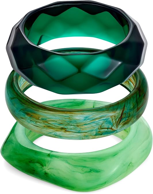 Chunky Resin Bracelet for Women Vintage Tortoiseshell Resin Bangle Bracelets Set Wide Acetate Wristband Acrylic Bracelet Statement Jewelry