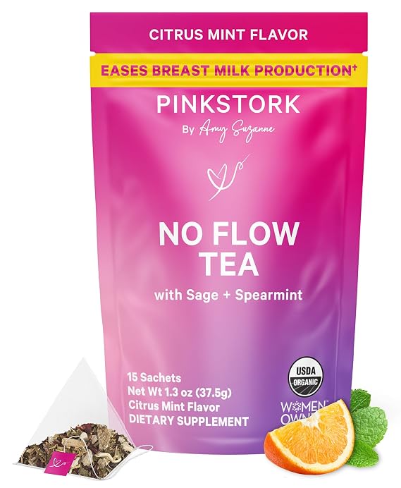 Pink Stork No Flow Organic Sage Tea, Citrus Mint Flavor, 15 Sachets