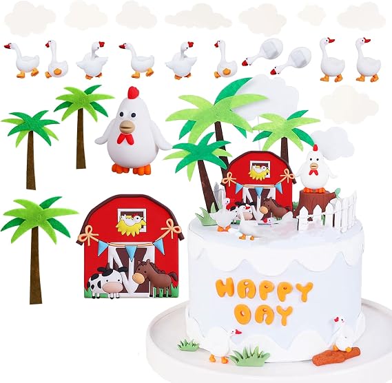 23 PCS Farm Animals Cake Toppers Farm Animals Birthday Party Supplies Farm Animals Birthday Cake Topper for Theme Barnyard Party Supplies