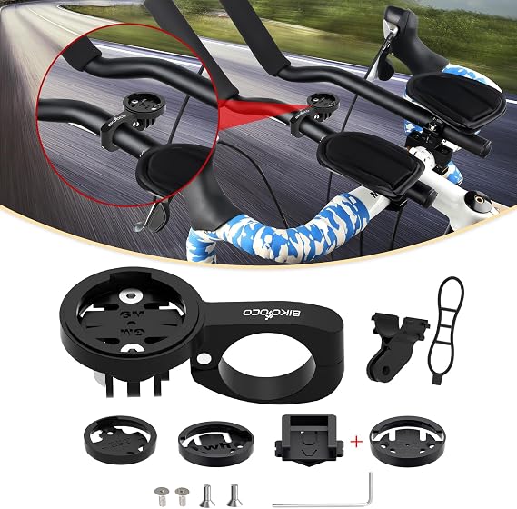 Bike GPS Computer Mount- Short Version Bike Computer Mount for Aero Bars, Black Aluminium Bike Mount for Garmin,for Combo & for GoPro Action Camera