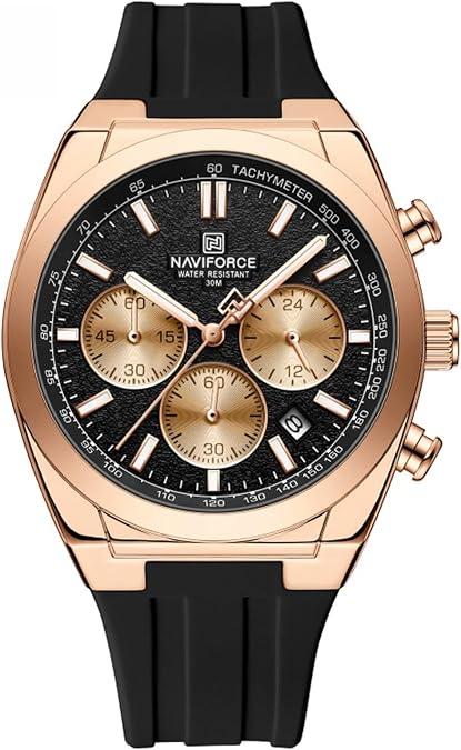 NAVIFORCE Watches for Men Multifunctional Chronograph Analog Quartz Waterproof Wirstwatch Silicone Strap Man Gifts