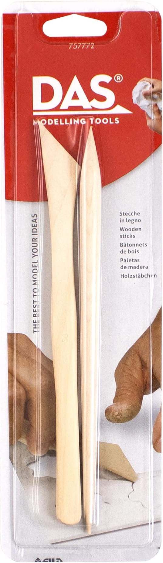 DAS Clay Modelling Tools, Natural Wood, 2 Assorted Pieces, 1 Set