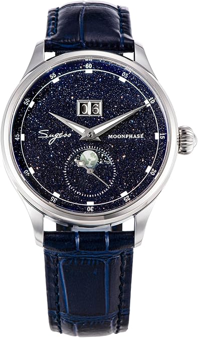 SteeldiveAU Seagull Sugess ST2528 Automatic Moon Phase Sapphire Blue Goldstone Dial 1963 V3