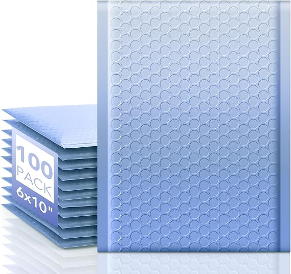 Fuxury Bubble Mailers 6x10 Inch 100 Pack Gradient Blue Padded Envelopes