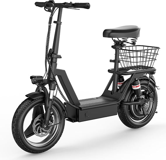 Electric Scooter for Adults, 1000W Peak Motor Electric Scooter with Seat, Up to 25 MPH 35 Miles Range, 14" Foldable E Scooter with Multiple Suspension for Commuter, Travel, Shopping