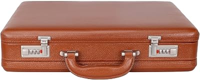 Full Grain Leather Briefcase Attache Case For Unisex Size L18  W5  H12 Inches Expandable Briefcase Bag