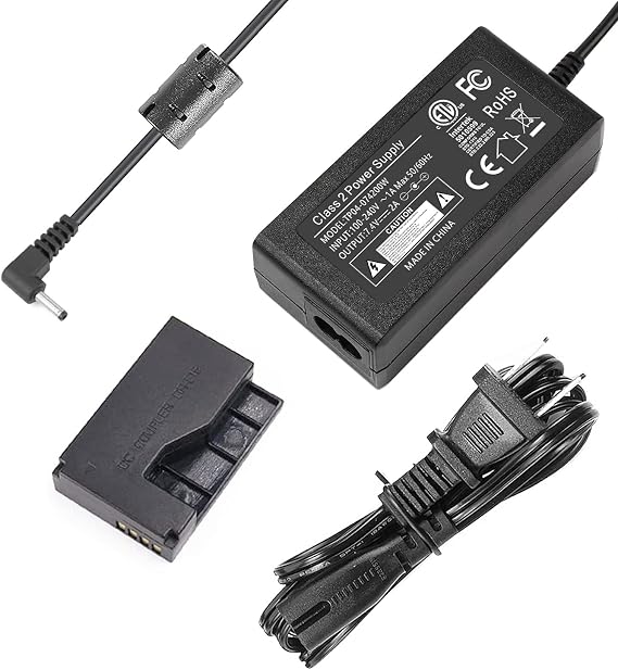ACK-E15 AC Power Supply Adapter DR-E15 Dummy Battery Kit for Canon EOS Rebel SL1 / 100D, Kiss X7, SX70HS Cameras.