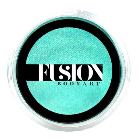 Fusion Body Art Pro Face Paint | Pearl Ocean Mist (25gm), Professional Quality Water Activated Shimmery Face and Body Paint Supplies Single Metallic Makeup Cake Hypoallergenic, Non-Toxic, Safe