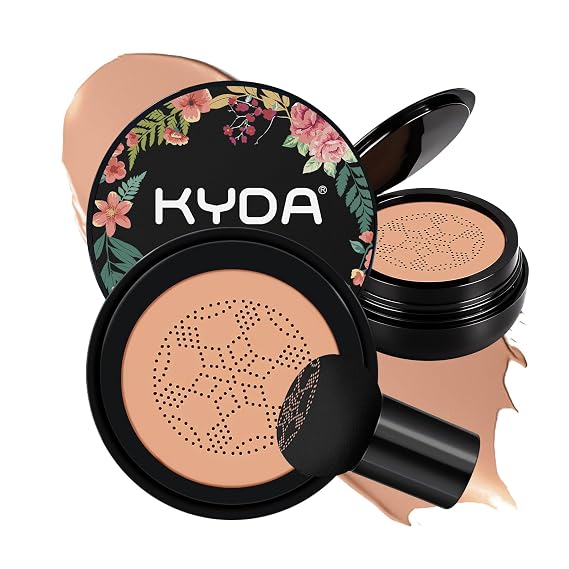 KYDA Mushroom Head Air Cushion BB Cream, Mushroom Foundation for Old Women, Moisturizing CC Cream Foundation for Mature Skin, Even Skin Tone Concealer, 0.71oz, Medium Beige