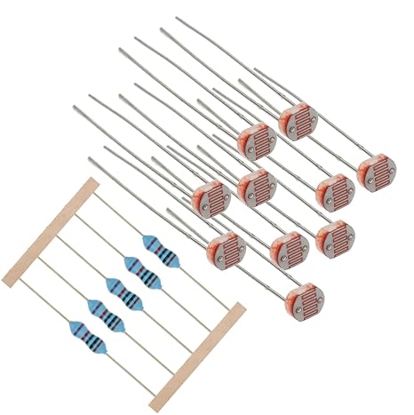 LDR Photocell Photoresistor Light Sensor for Arduino, ESP32, ESP8266, Raspberry Pi, 10 Pieces