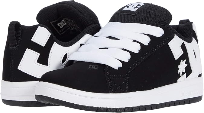 DC boys Court Graffik Skate Shoe, Black/White, 4.5 Big Kid US
