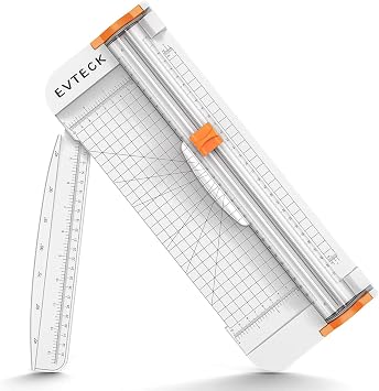 Evteck Paper Cutter 12 Inch Paper Trimmer Slider Crafting Scrapbooking Supplies for A4 Vinyl Photo Cardstock with Security Blade and Foldable Ruler