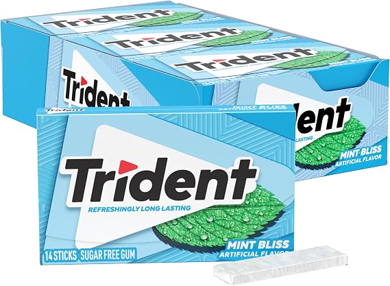 Trident Mint Bliss Sugar Free Chewing Gum with Xylitol 14 Sticks 1.3 oz 39 g