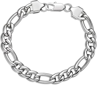 Reeds Stainless Steel Figaro Chain Bracelet | 9mm | 9 Inches