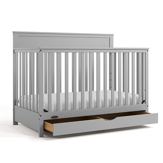 Graco Shiloh 5-in-1 Convertible Crib with Drawer, Pebble Gray