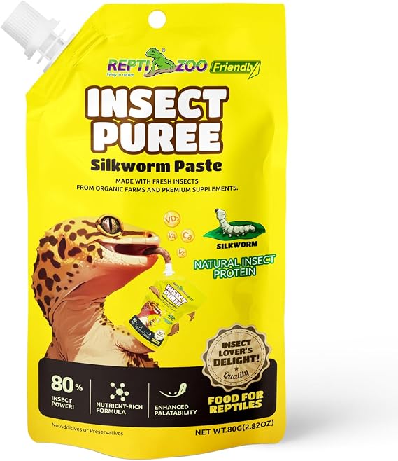 Crested Gecko Food, Silkworm Paste Reptile Food Made with Fresh Insects Gecko Food Complete Diet 2.82oz