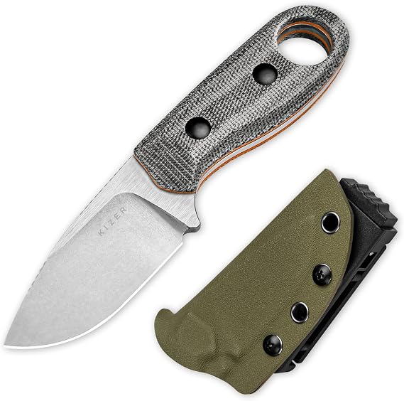 Kizer Beaver Fixed Blade Knife, 2.75" Drop Point Nitro-V Blade, 1078A2