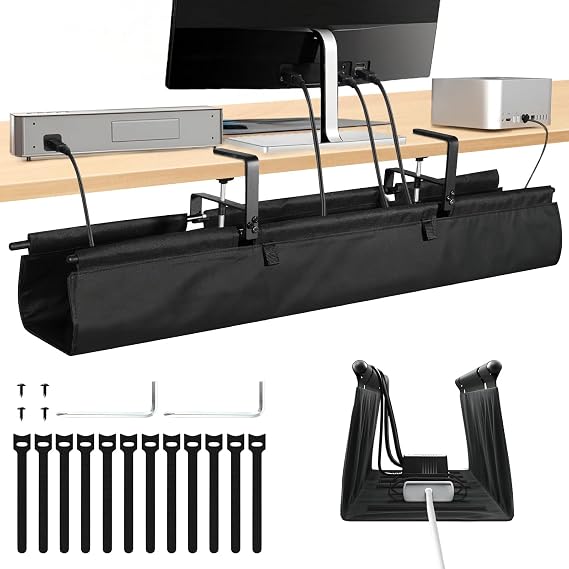 Under the Cable Management Desk 90 cm No Drilling Cable Tray for Office