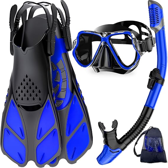 Snorkeling Gear for Adults, Panoramic Mask Anti-Fog & Dry Snorkel