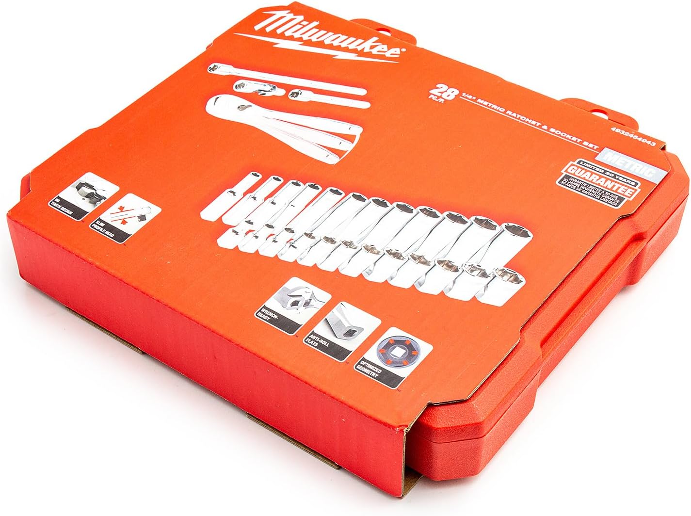 Milwaukee 28 parçalı set, cırcır ve 1/4" Metrik lokmalar