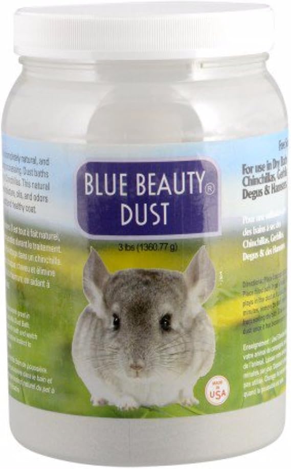Lixit Blue Beauty Chinchilla Dust Powder - Dry Bath Grooming Dust for Hamsters, Gerbil, Degus, and Small Animals - Made in the USA (3 Pound)