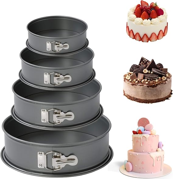 Round Springform Cake Tin, Round Springform Tin, Flat Base, Baking Tin, Round, Non-Stick Coating, Cake Tin, Round, Leak-Proof, Birthday Wedding (15/18/22/25 cm)
