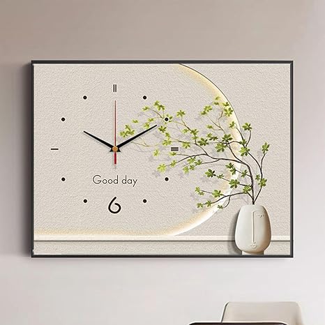 Electric Meter Box Decorative Painting with Clock, Decorative Fuse Box Cover Cabinet, Hide Electrical Panel Meter Breaker Wall Mounted Cover for Home Office(Color C-R,50x40cm/19.7x15.7in)