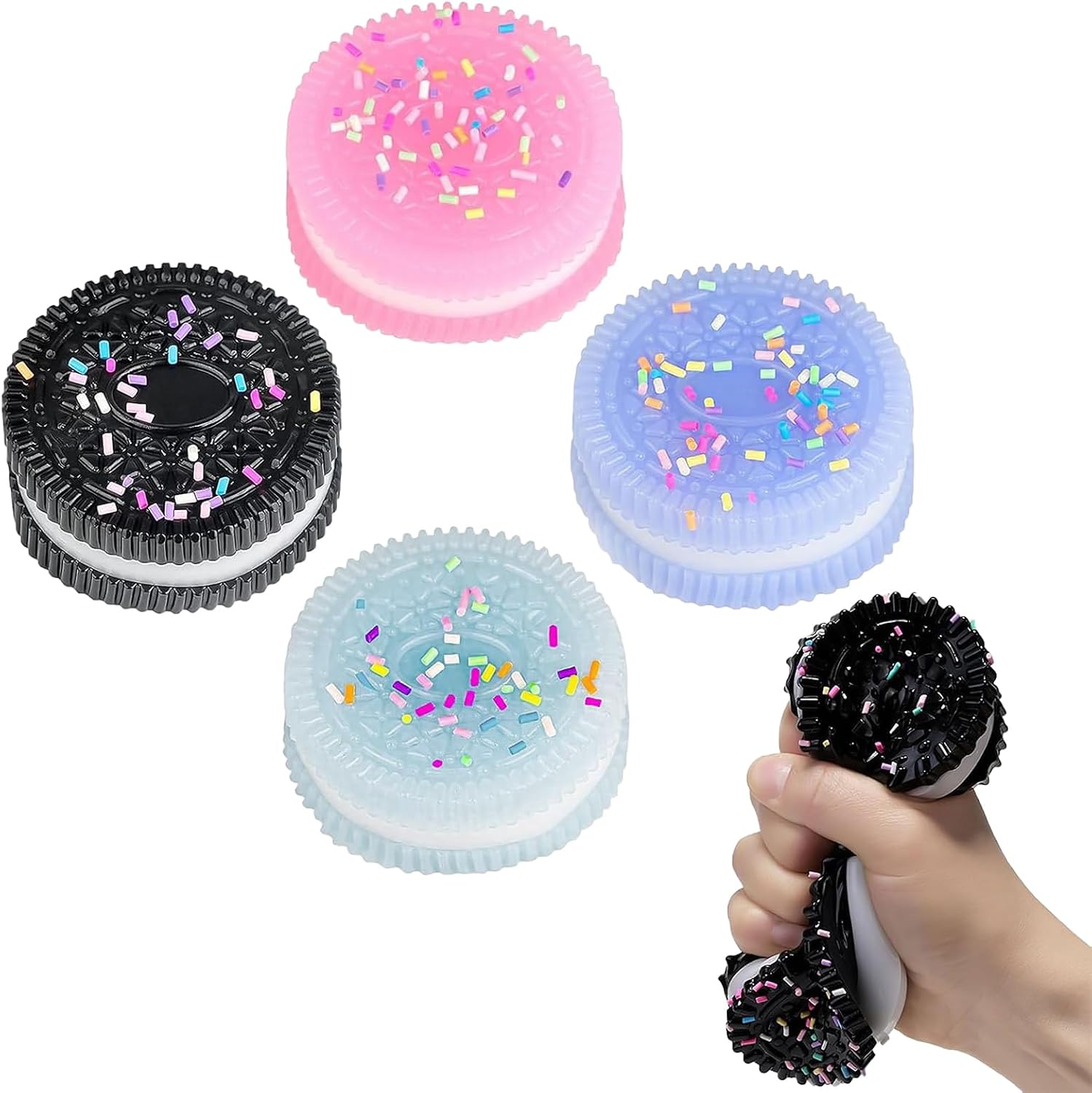 Cookie Squeeze 4 Pieces Taba Squeeze Stress Relief Toy, Biscuit, Sandwich Simulation Toy, Ultra Soft Decompression Ventilation Toy, Soft, Elastic, Good Touch, For Kids and Adults 6