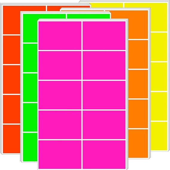 YSHIHE Colored Labels Stickers,3 x 2 Inch Fluorescent Color-Coding Labels