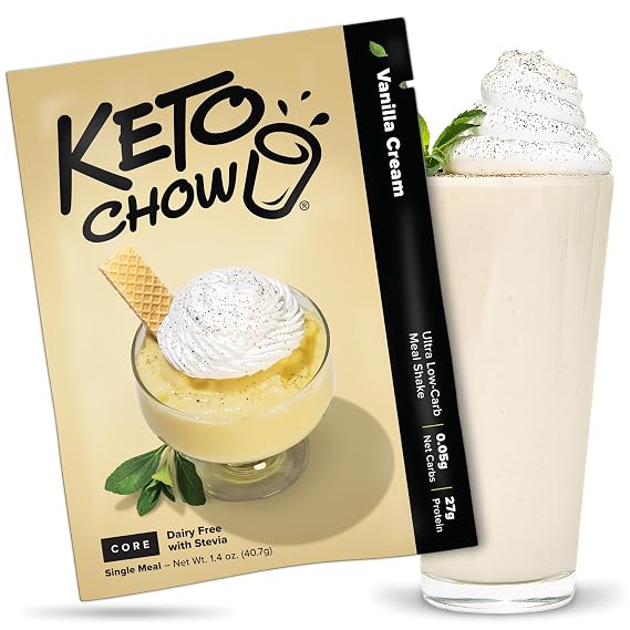 Keto Chow Vanilla Cream CORE w/Stevia Meal Replacement Shake Powder 1 Meal