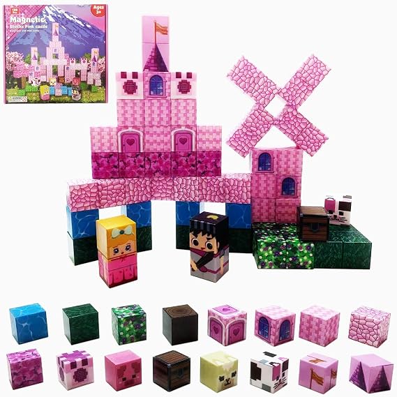 100Pcs Magnetic Blocks Princess Castle Magnet Cubes Building Toy