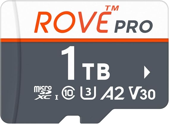 ROVE PRO 1TB Micro SD Card microSDXC Memory Card with Full-Size SD Adapter 100MB/s Read Speed, C10, U3, V30, 4K, A2 for R2-4K Dual Dash Cam, Android Smart Phones, Tablets, Games