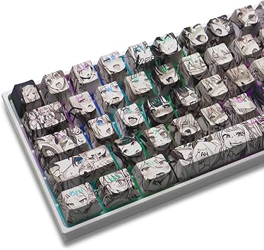 GMKWTL PBT Anime Keycaps - 108 Keys, XVX Japanese Custom Backlit Keycaps, OEM Profile for 61/87/104/108 Cherry Gateron MX Switches Mechanical Keyboard Black Anime